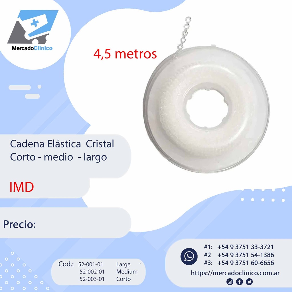 Cadena Elástica  Cristal Corto - medio  - largo -  IMD
