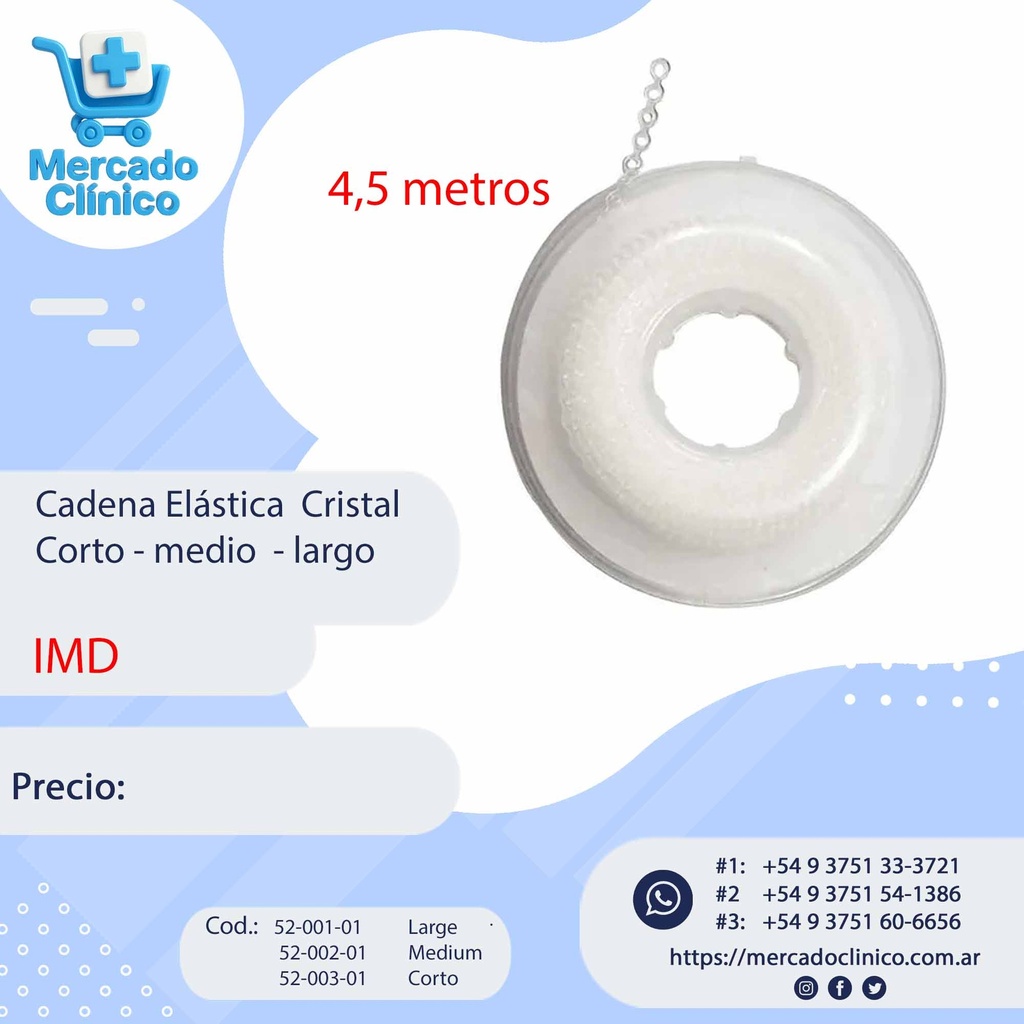Cadena Elástica  Gris Corto - medio  - largo - Orthodontic IMD