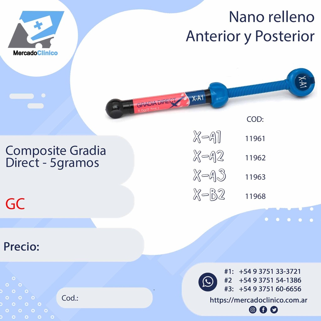 Composite  Gradia Direct  Varios colores - Nano relleno Anteriores y posteriores- GC