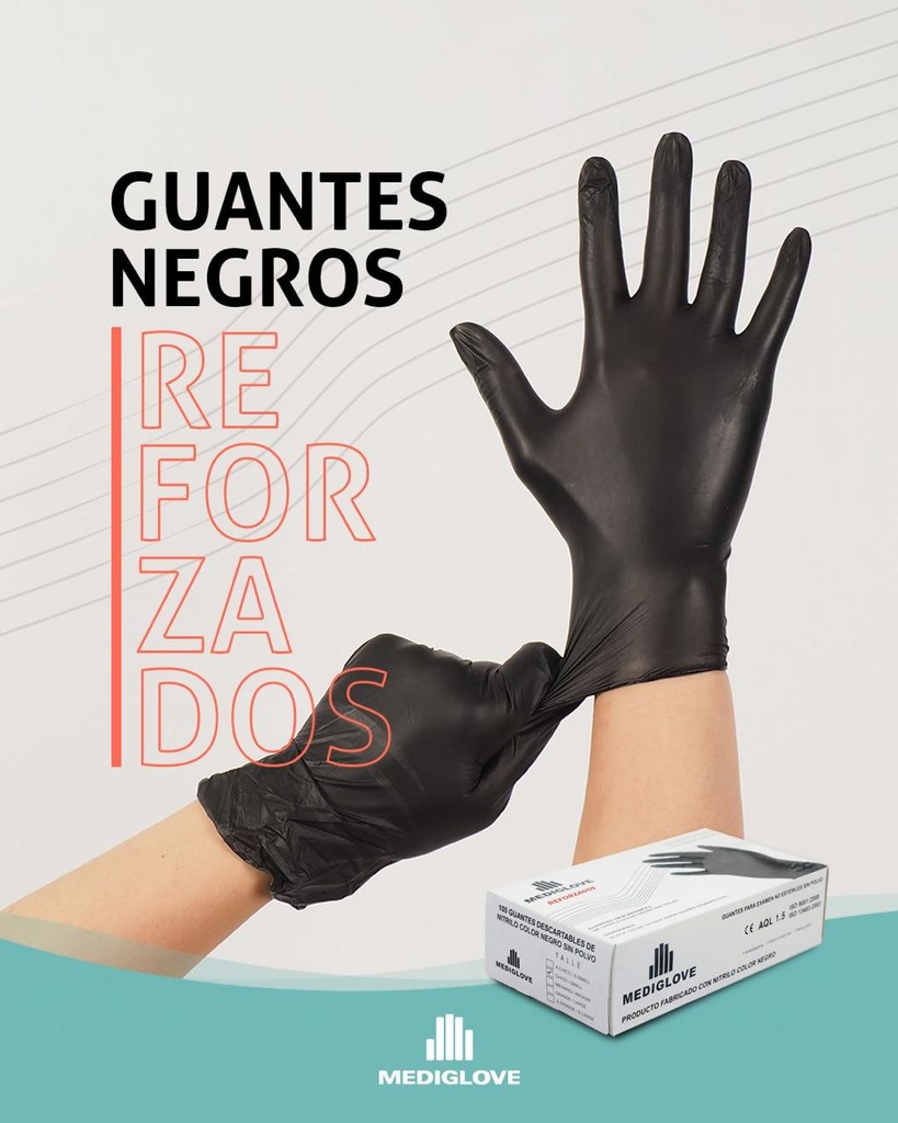 Guantes NITRILO REFORZADO - Cajita X 100 Un - Mediglove 