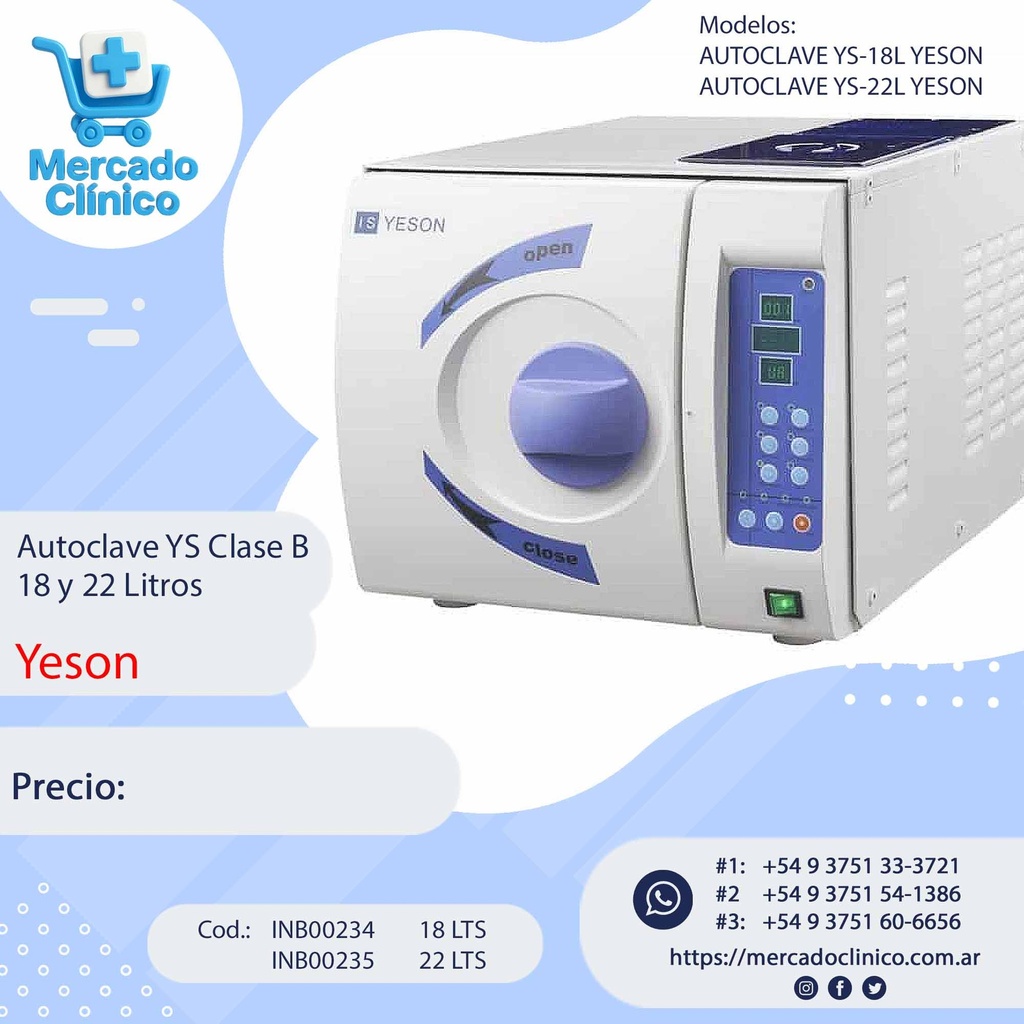 Autoclave YS Clase B - 22 Litros - Yeson 