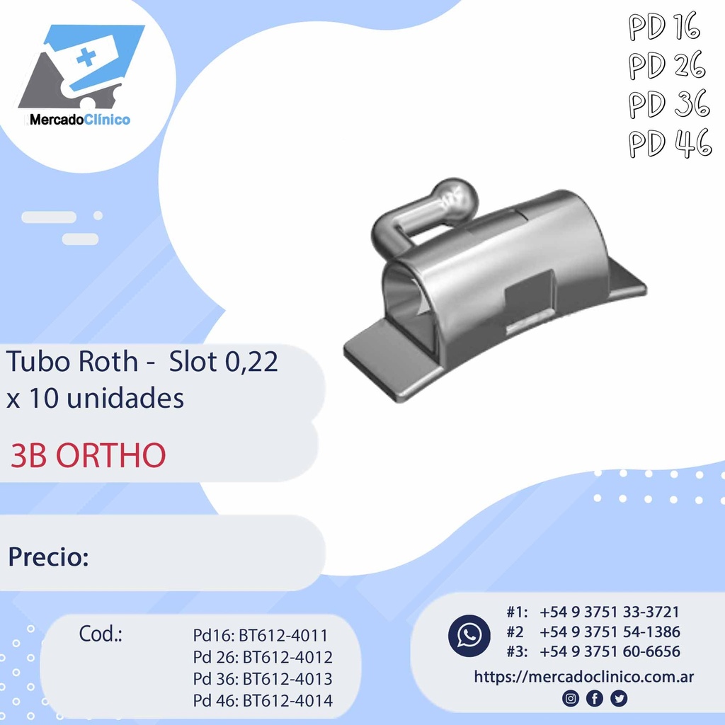 Tubo Roth - 0,22 - Pd 6 - x 10 Unidad - 3B ORTHO