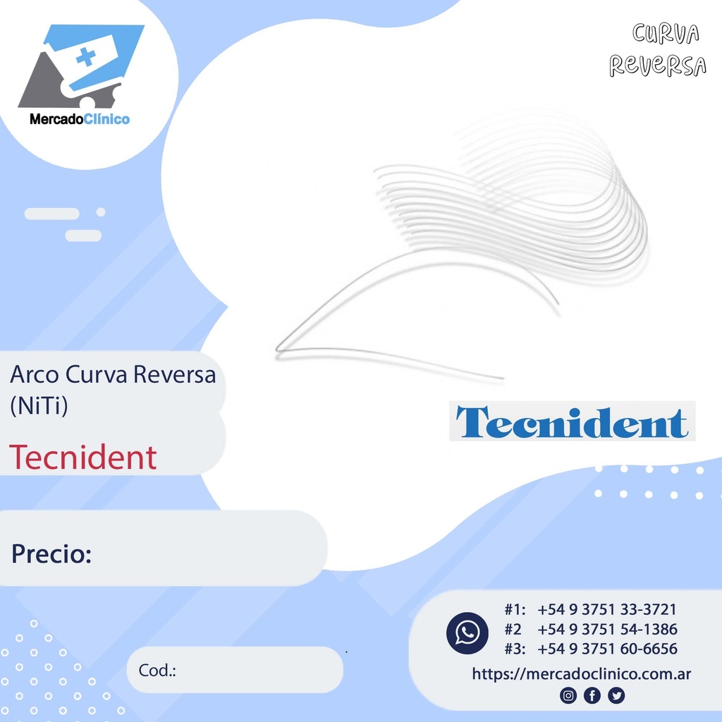 Arco Curva Reversa NiTi Ø Cuadrado - 16x16 - Tecnident