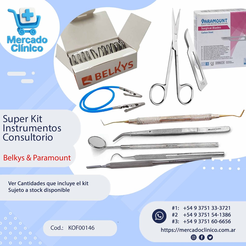 Kit  Instrumentos consultorio - Belkys & Paramount