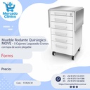 Mueble Rodante Quirúrgico  5 Cajones Lacadao Cronos Blanco - Melamina Laqueado - Forms