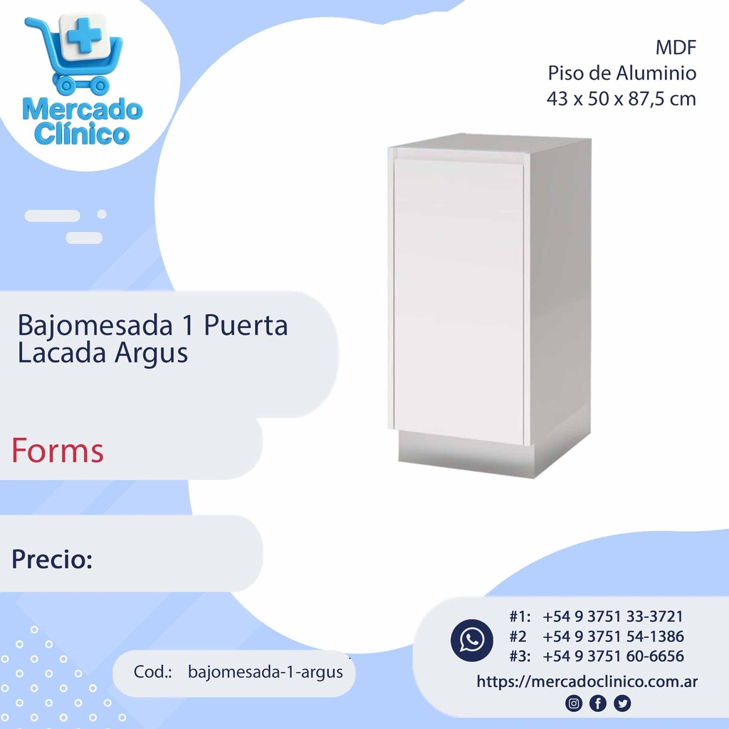 Bajomesada 1 Puerta  Lacada Argus  - Forms
