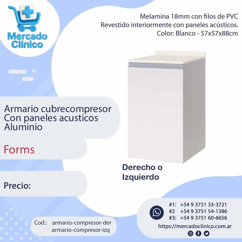 Armario cubrecompresor Con paneles acusticos  Aluminio - Forms