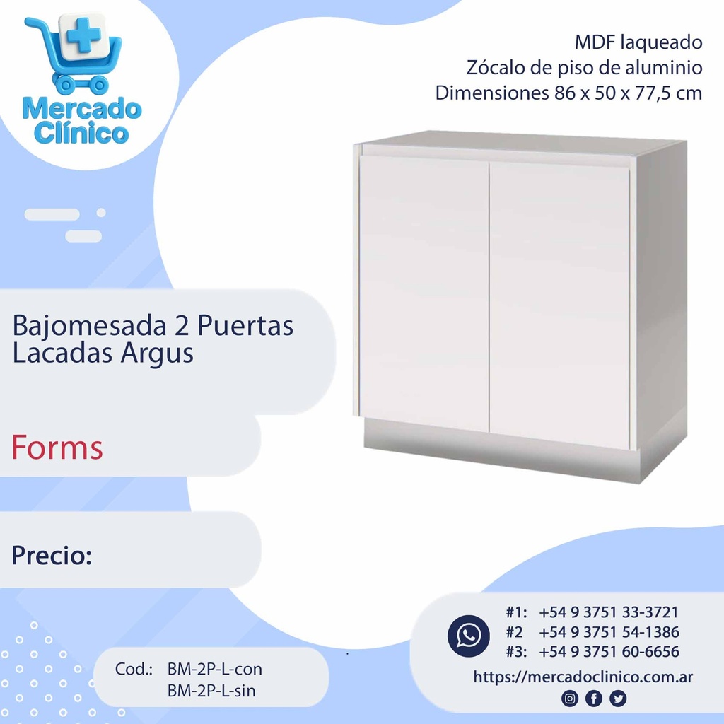 Bajomesada 2 Puertas  Lacadas Argus - Forms
