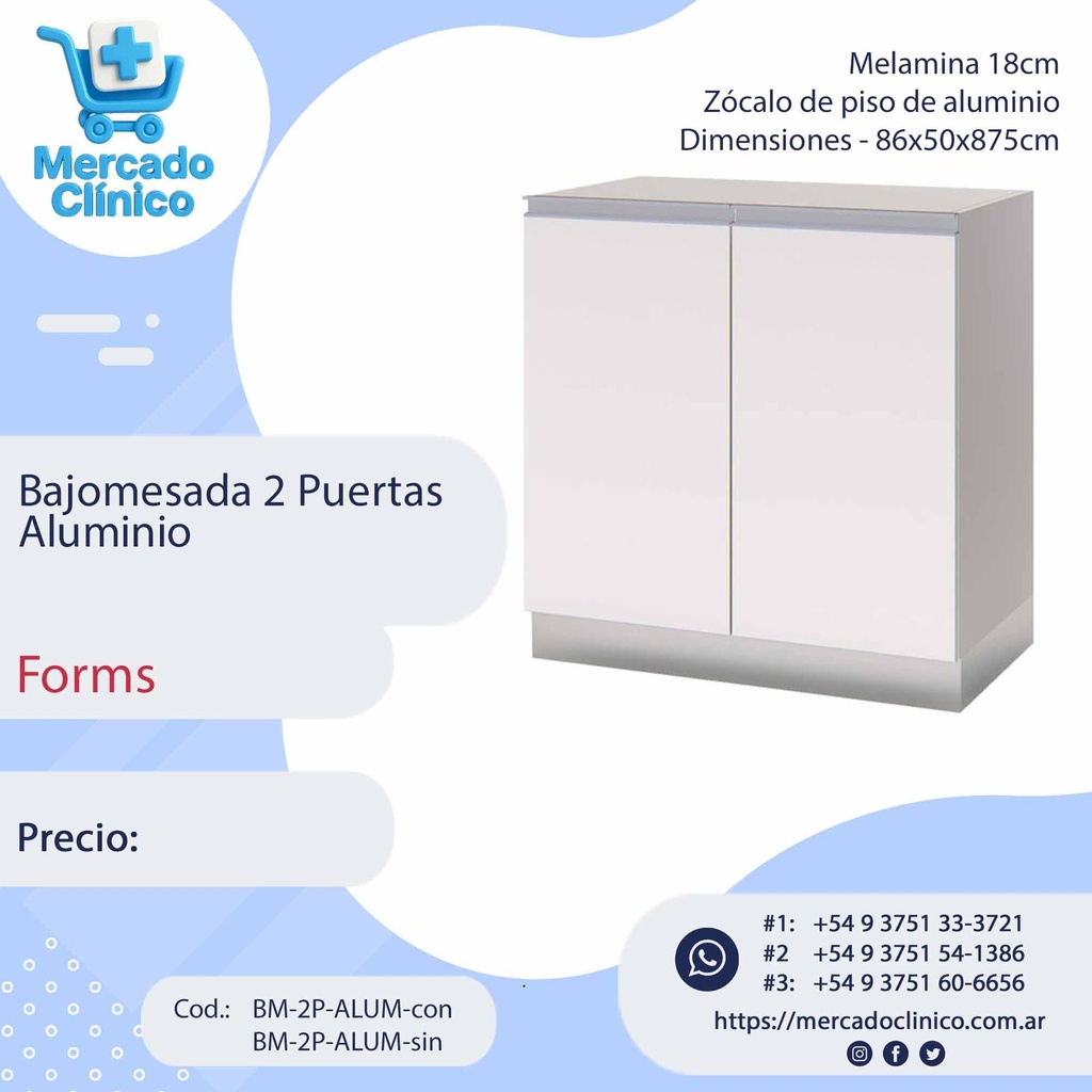 Bajomesada 2Puertas  Aluminio - Forms