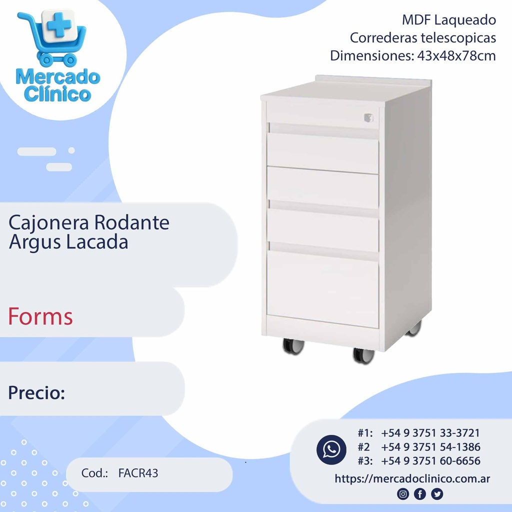 Cajonera Rodante Argus Lacada - Forms