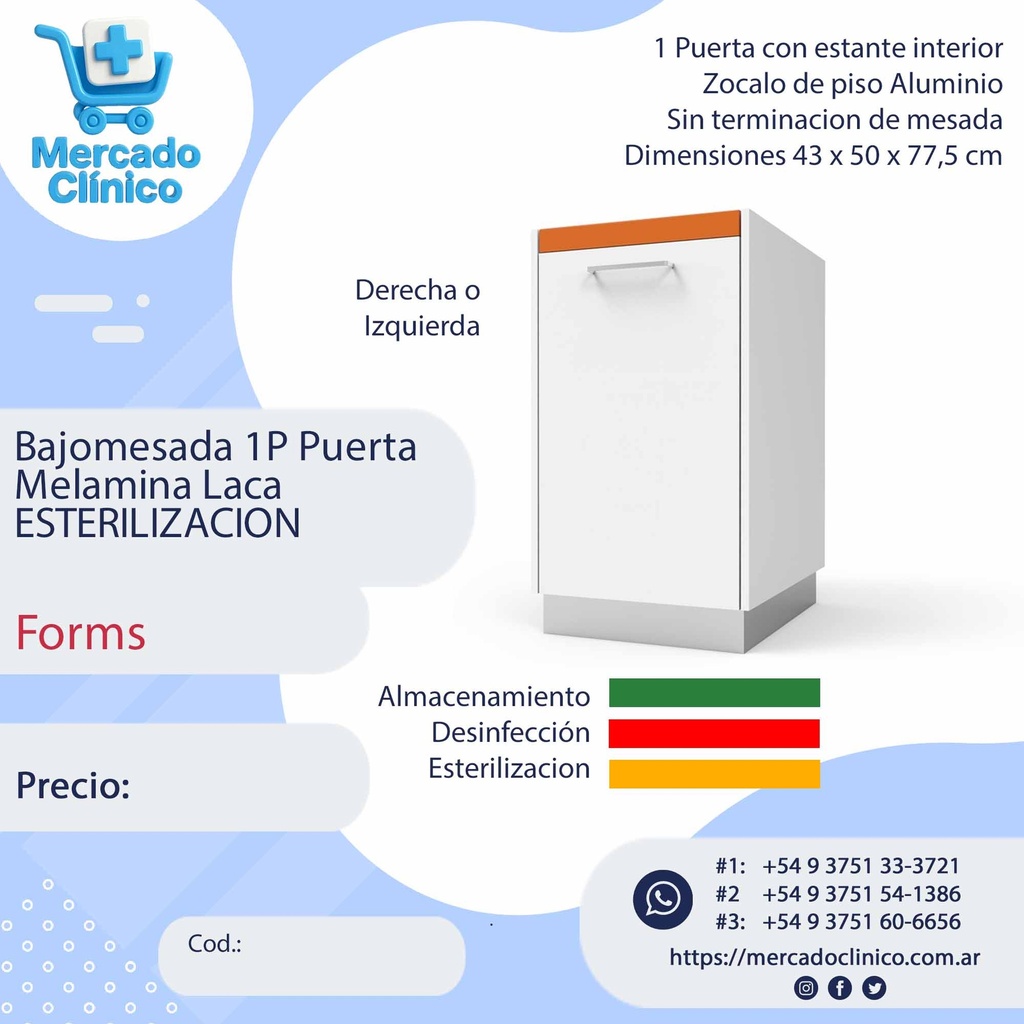 Bajomesada 1P Puerta  Melamina Laca  ESTERILIZACION - Forms