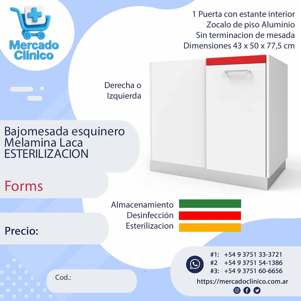 Bajomesada esquinero Melamina Laca ESTERILIZACION - Forms