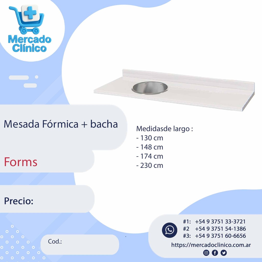 Mesada Fórmica + bacha - Forms
