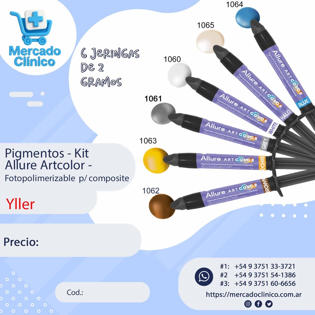 Pigmentos - Kit Allure Artcolor - Fotopolimerizable  p/ composite - YLLER