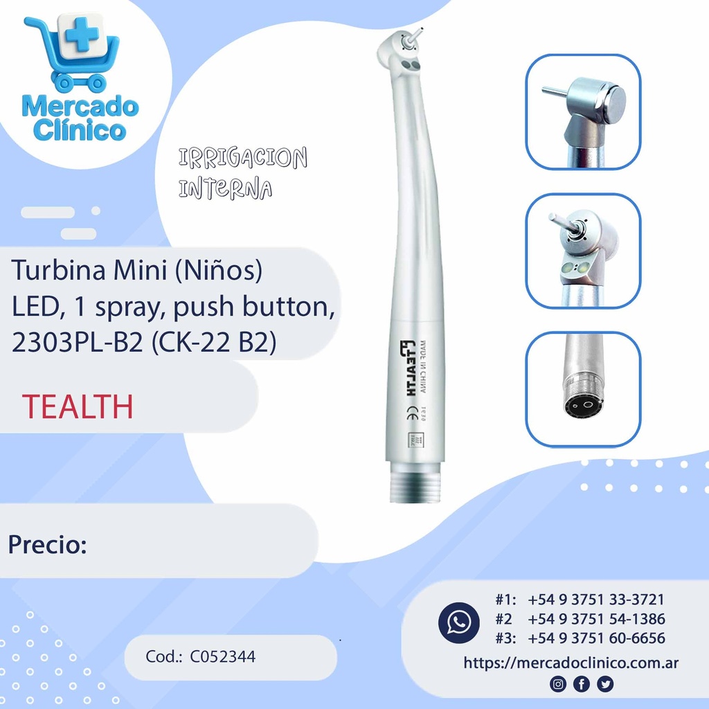 Turbina Mini (Niños)  LED, 1 spray, push button,  2303PL‐B2 (CK-22 B2) - Tealth