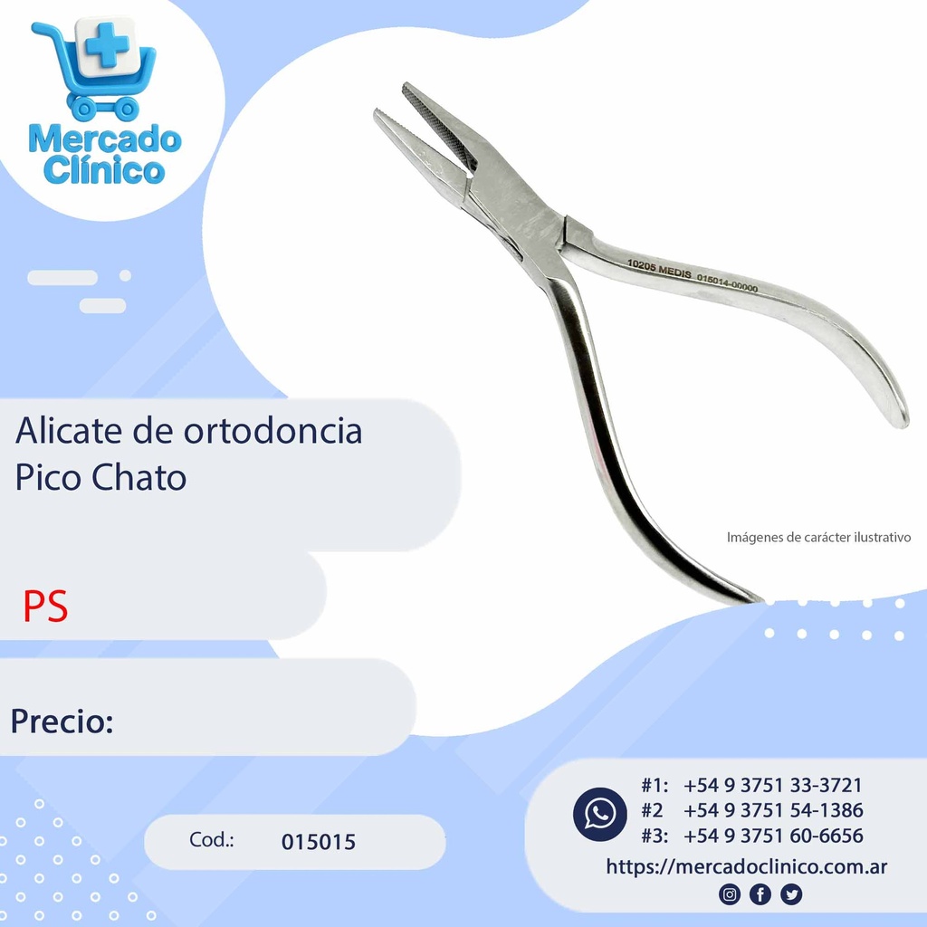 Alicate de ortodoncia Pico Chato 15cm - PS