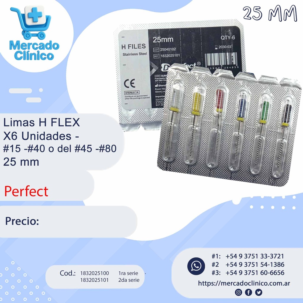 Limas H FLEX 25 mm -  X6 Unidades -  #15 -#40 o del #45 -#80 -  Perfect
