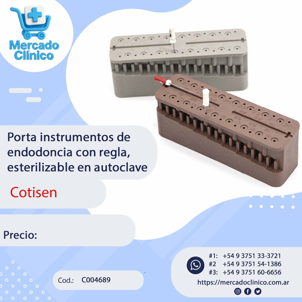 Porta instrumentos de  endodoncia con regla,  esterilizable en autoclave - Cotisen