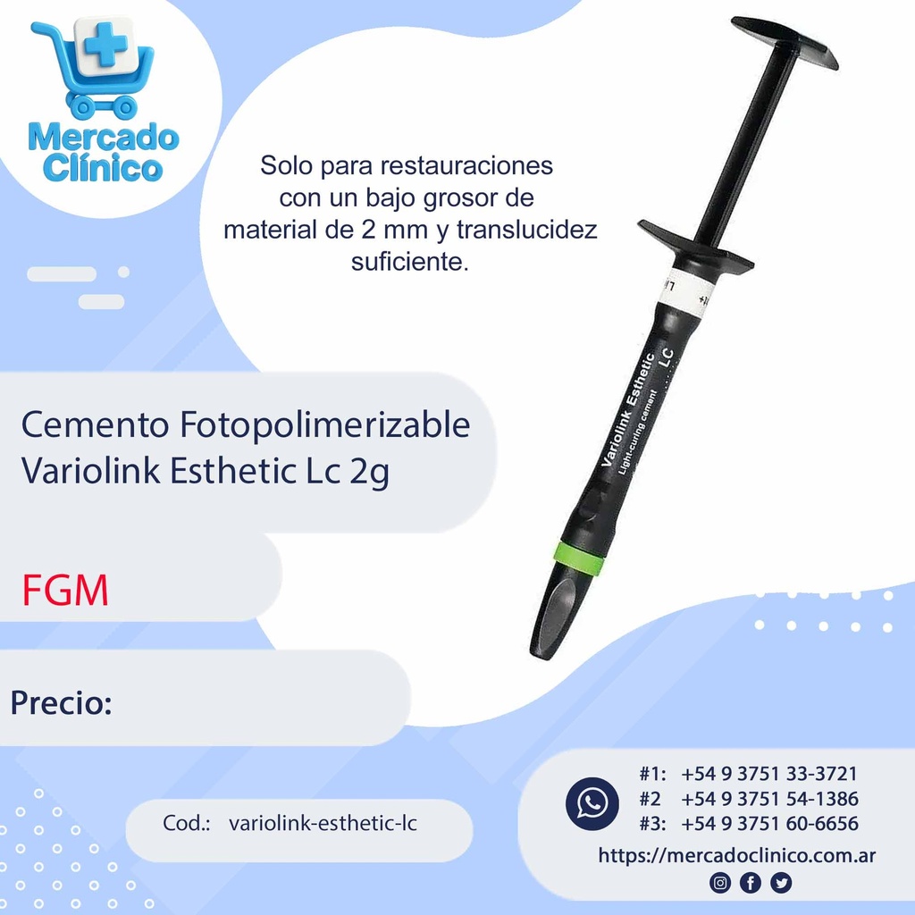 Cemento Fotopolimerizable Variolink Esthetic Lc 2g - FGM
