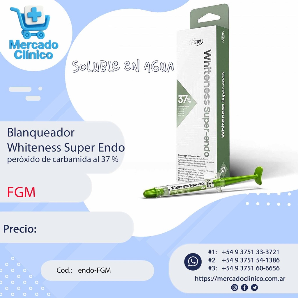 Blanqueador ENDO  Whiteness Super Endo peróxido de carbamida al 37 % - FGM