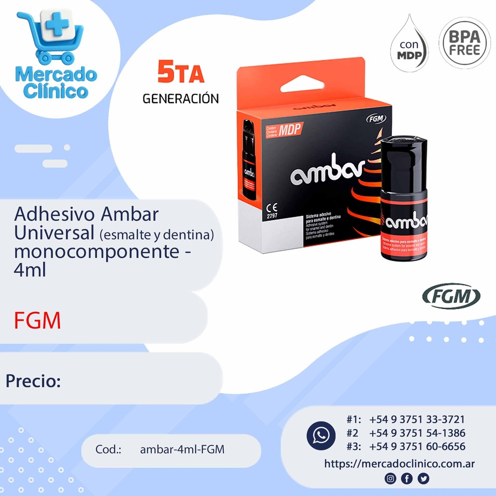 Adhesivo Ambar Universal (esmalte y dentina)  monocomponente -  4ml - FGM