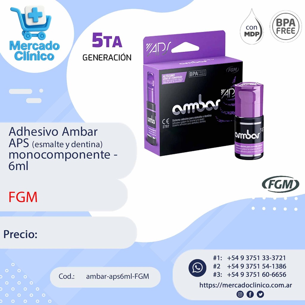 Adhesivo Ambar APS 6ml  (esmalte y dentina)  monocomponente -  FGM