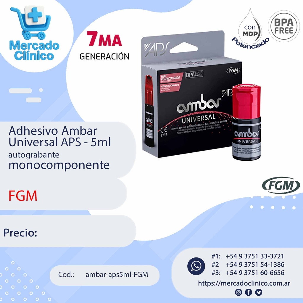 Adhesivo Ambar Universal APS - 5ml autograbante monocomponente - FGM