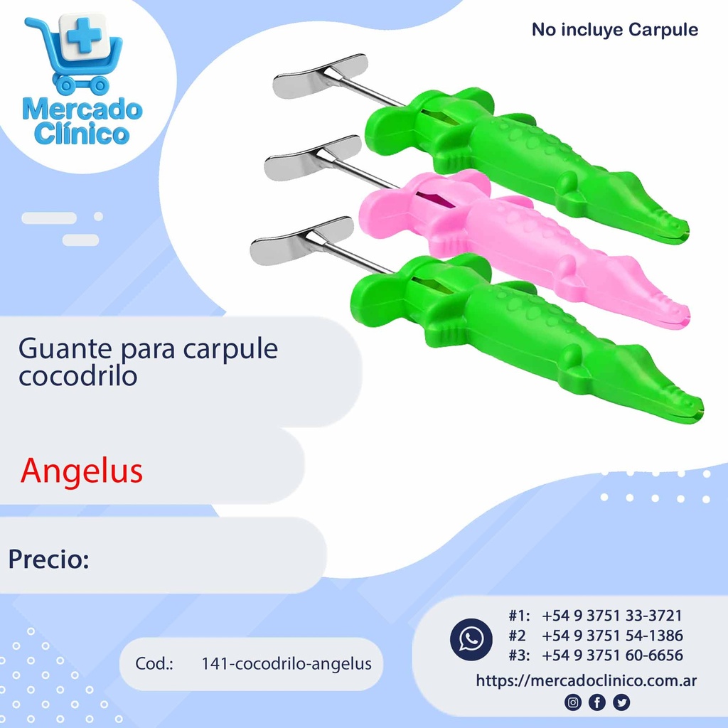 Guante para carpule - cocodrilo x unidad - Angelus