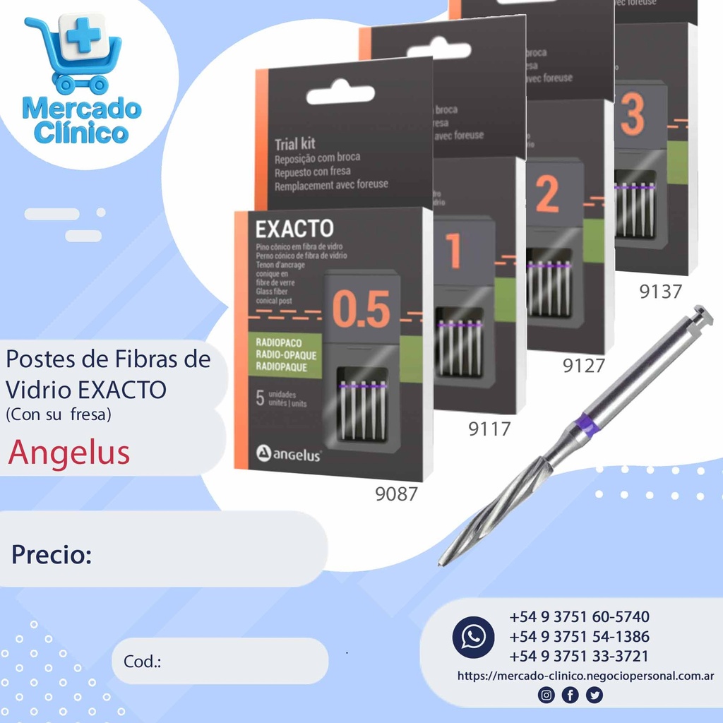 Postes de fibra de vidrio  con fresa - EXACTO - Angelus