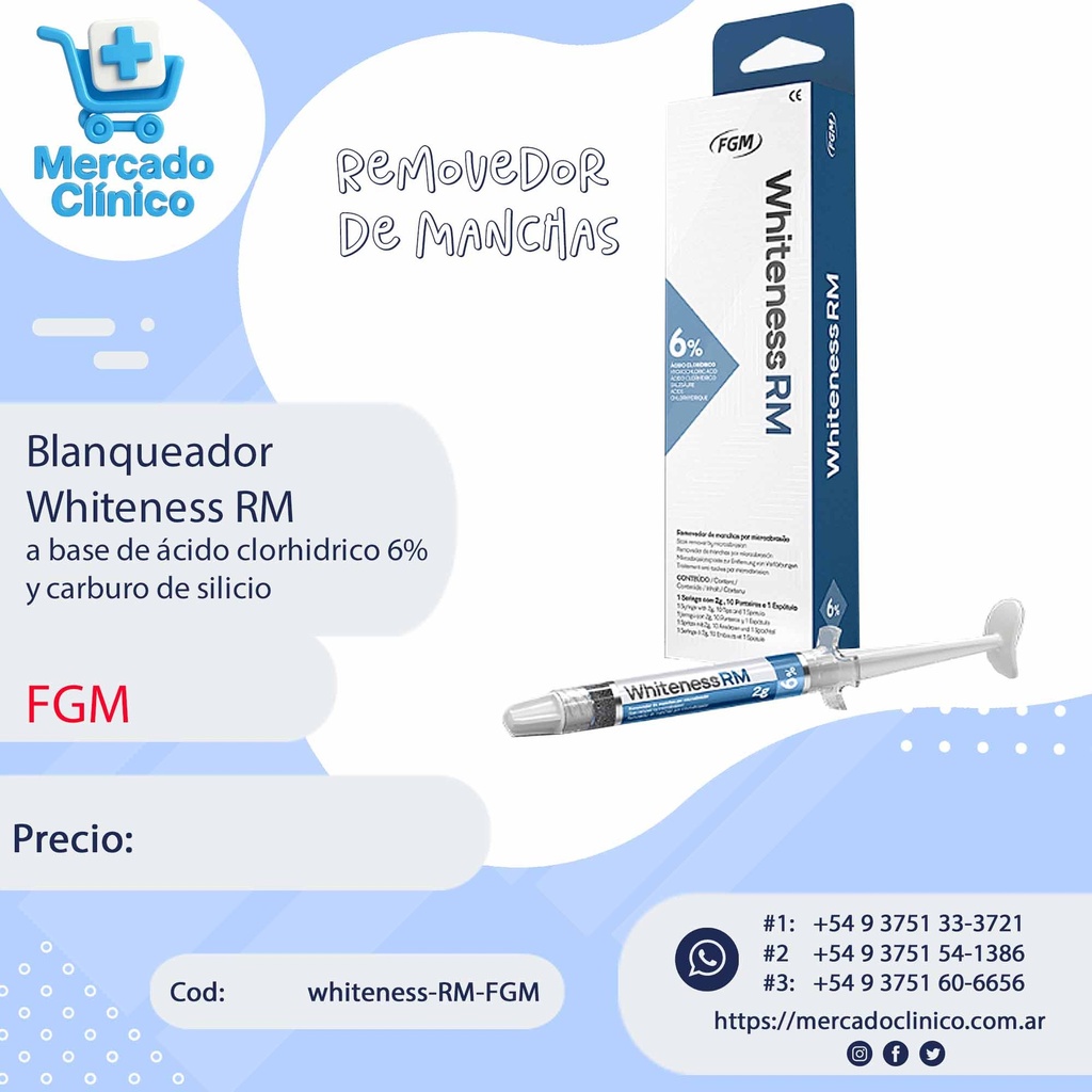 Blanqueamiento  Whiteness RM a base de ácido clorhídrico 6% y carburo de silicio - FGM