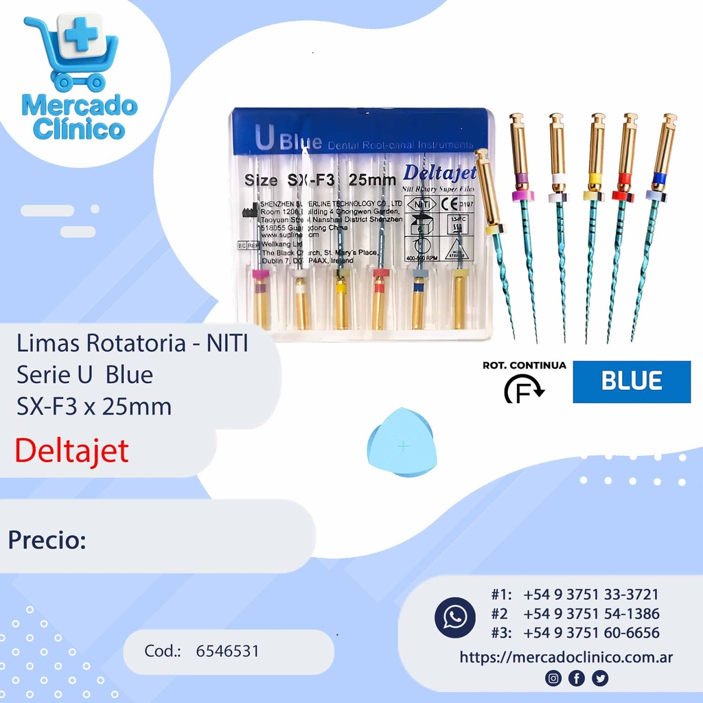 Limas Rotatoria - NITI Serie U  Blue SX-F3 x 25mm  - Deltajet