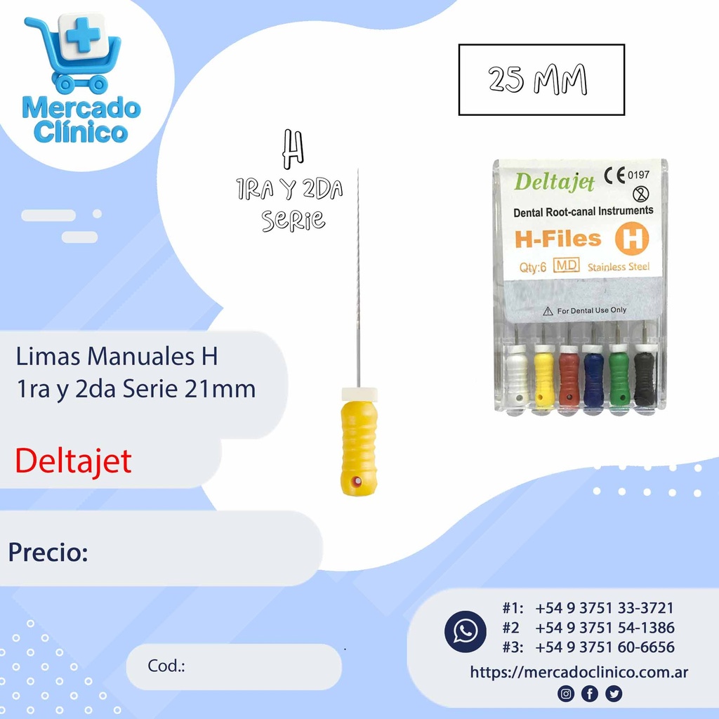 Limas Manuales H  - 1ra (15/40) y 2da (45/80) Serie - 25mm - Deltajet