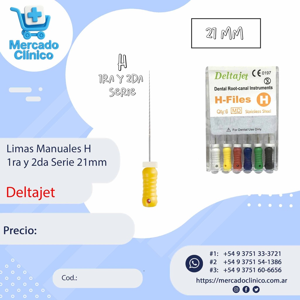 Limas Manuales H  - 1ra (15/40) y 2da (45/80) Serie - 21mm - Deltajet