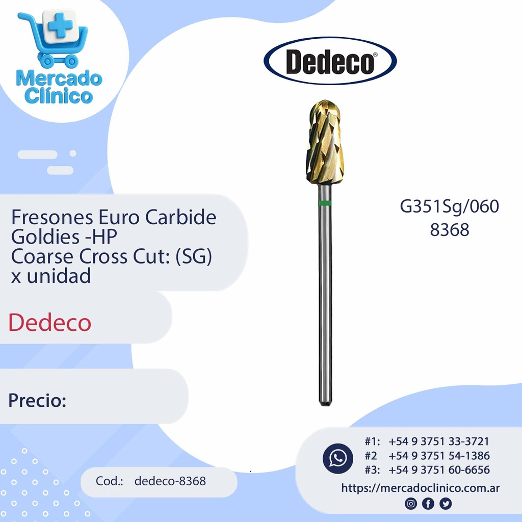 Fresones Euro Carbide Goldies -HP  Coarse Cross Cut: (SG) x unidad - Dedeco
