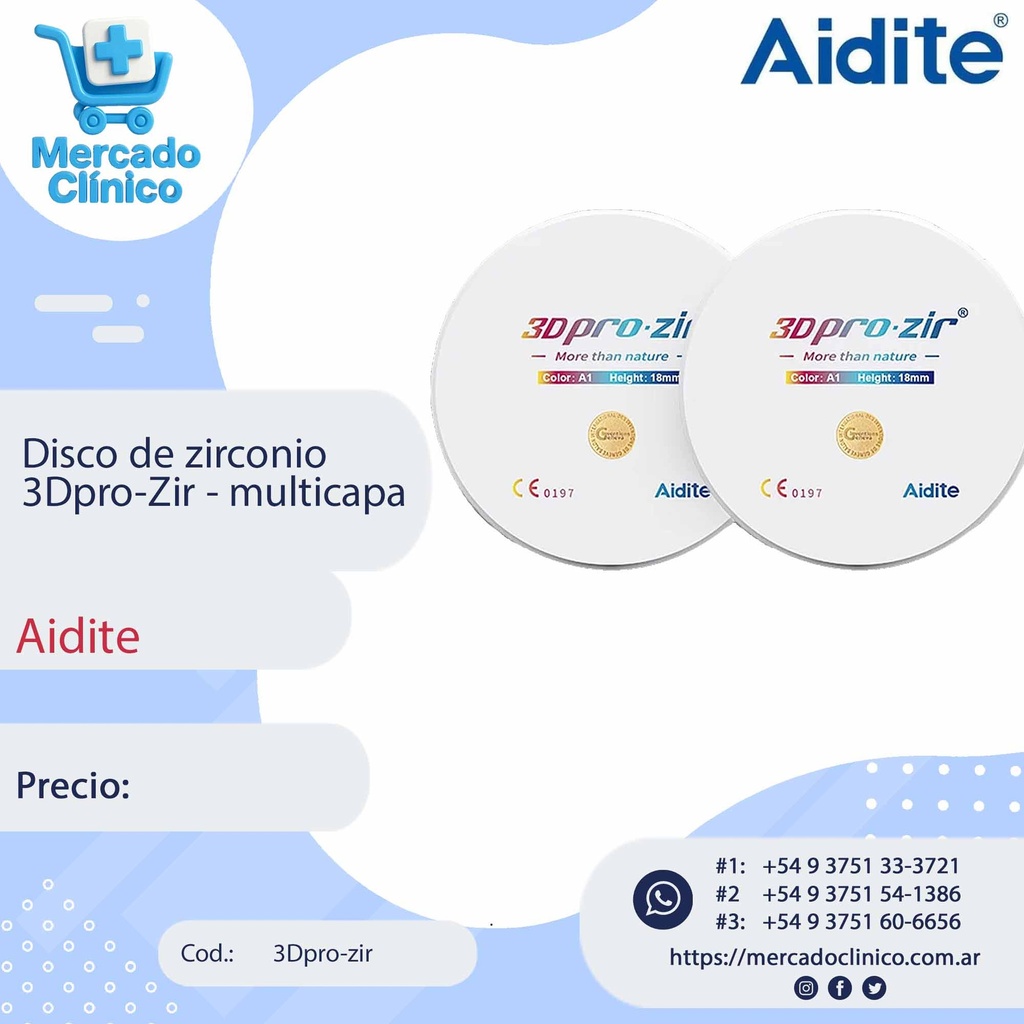 Disco de zirconio 3Dpro-Zir - multicapa - Aidite