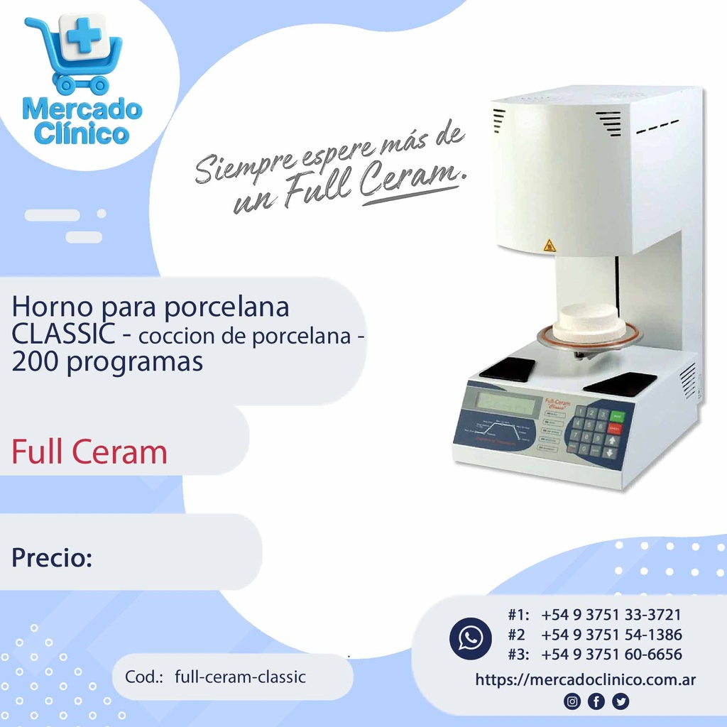 Horno para porcelana CLASSIC - coccion de porcelana -  200 programas - Full Ceram