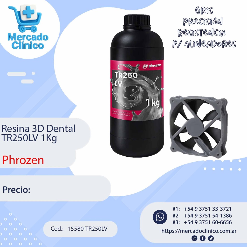 Resina 3D Dental - TR250LV 1Kg - Phrozen