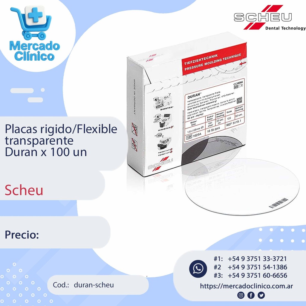 Placas / Láminas Flexible/rigida - DURAN - transparente redonda - 0,03" (0,75 mm) - Scheu