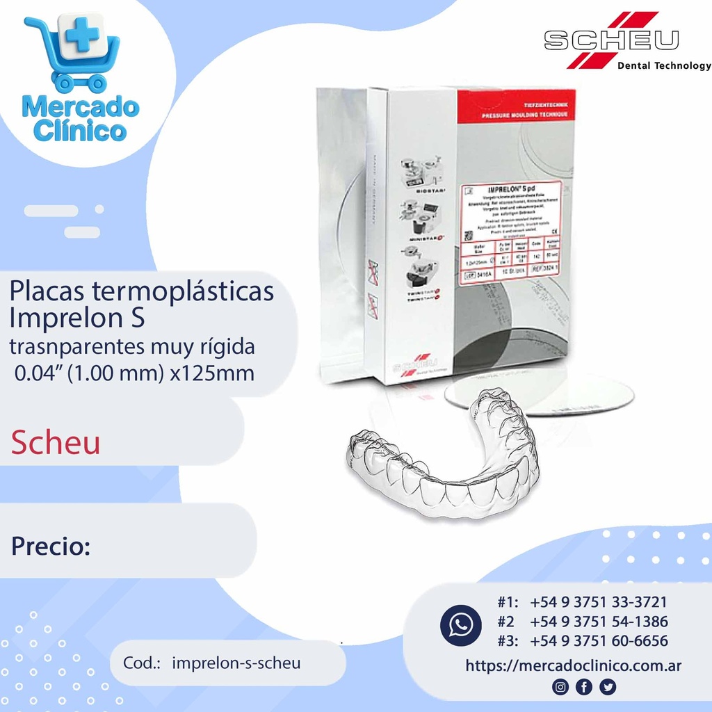 Placas / láminas para contención  Imprelon S  transparentes muy rígida  0.04” (1.00 mm) x125mm - Scheu