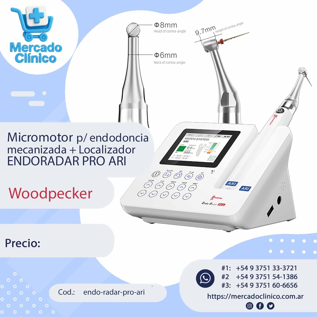 Micromotor p/ endodoncia mecanizada + Localizador ENDORADAR PRO ARI - Woodpecker