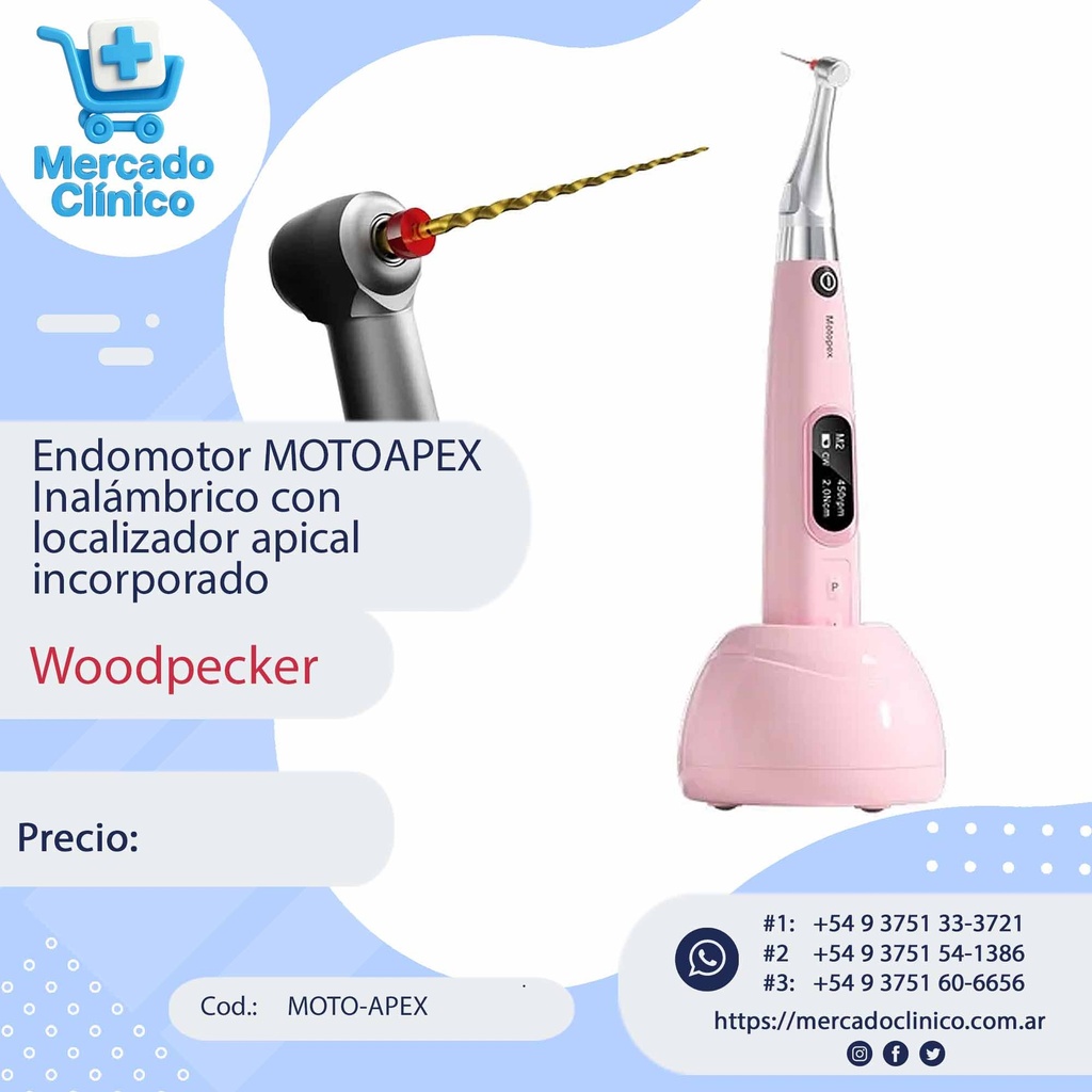 Endomotor MOTOAPEX  Inalámbrico con  localizador apical incorporado - Woodpecker
