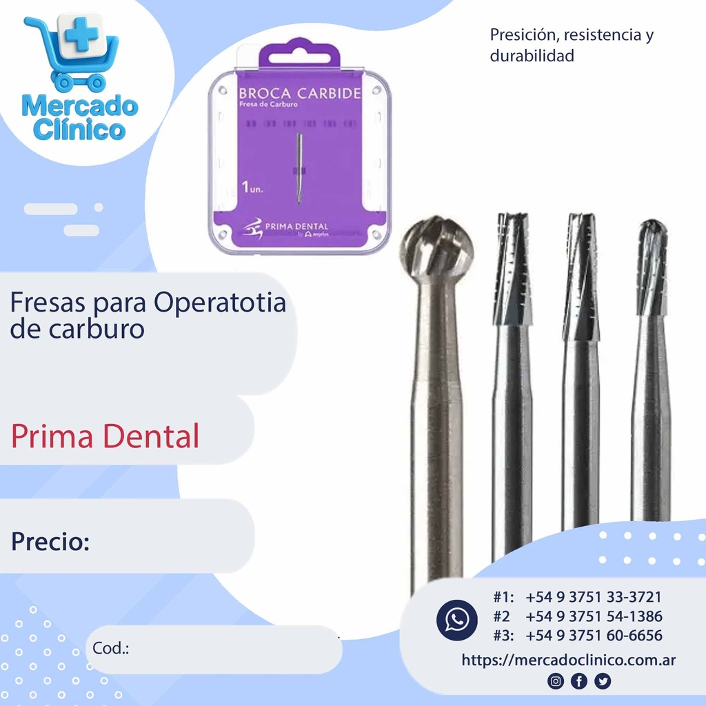 Fresas para Operatotia de carburo - Prima Dental