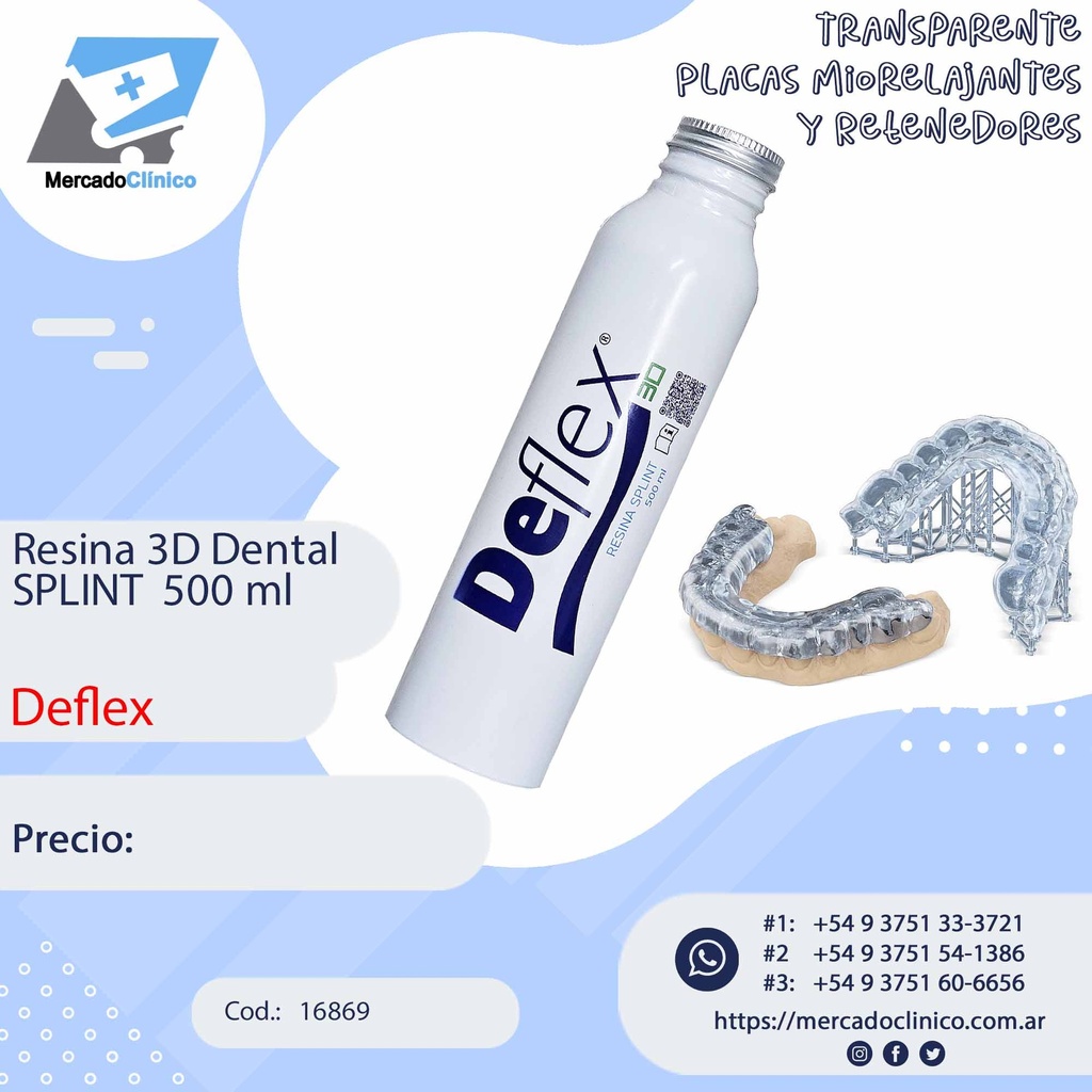 Resina 3D Dental SPLINT  500 ml - DEFLEX