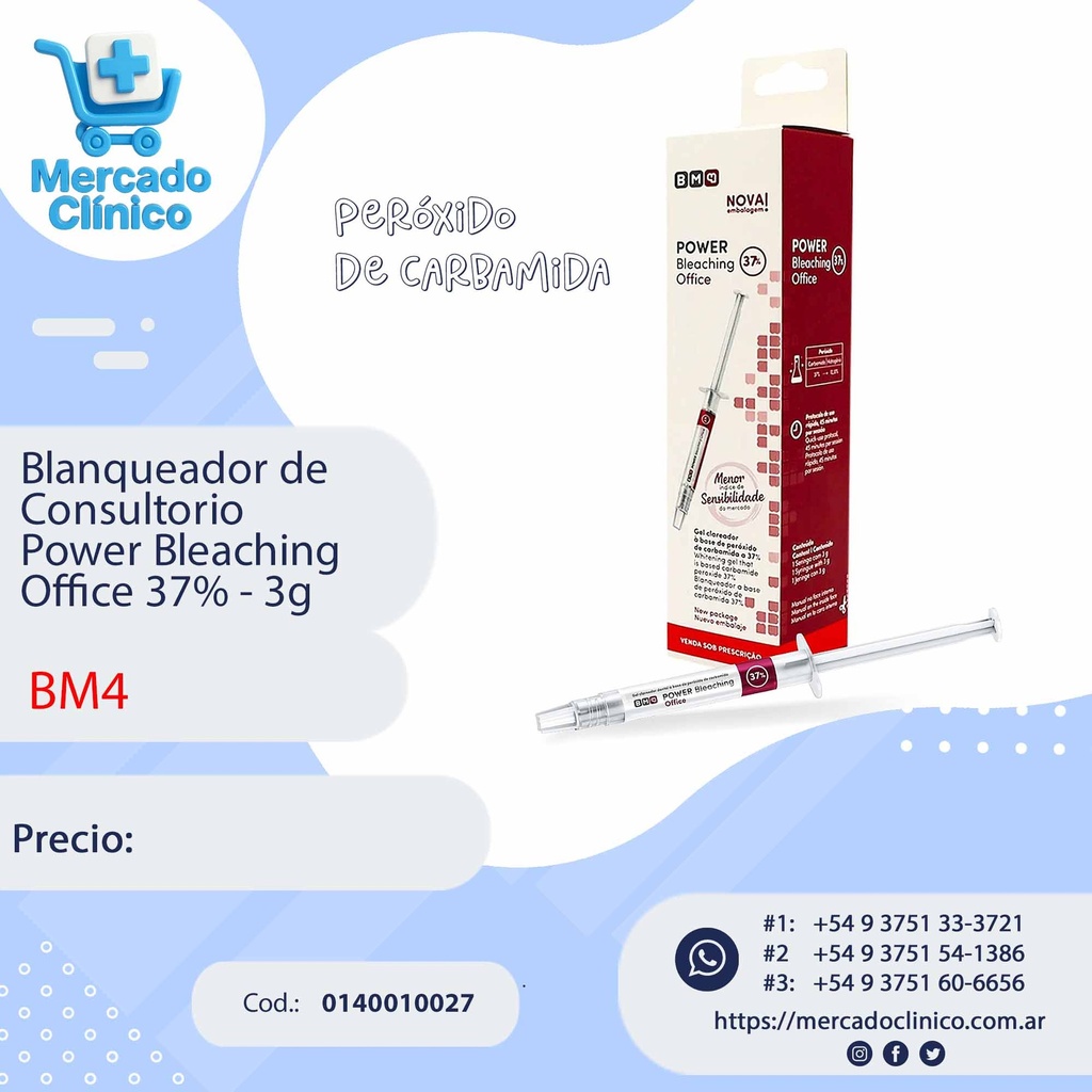 Blanqueamiento de Consultorio Power Bleaching  Office 37% - 3g - BM4