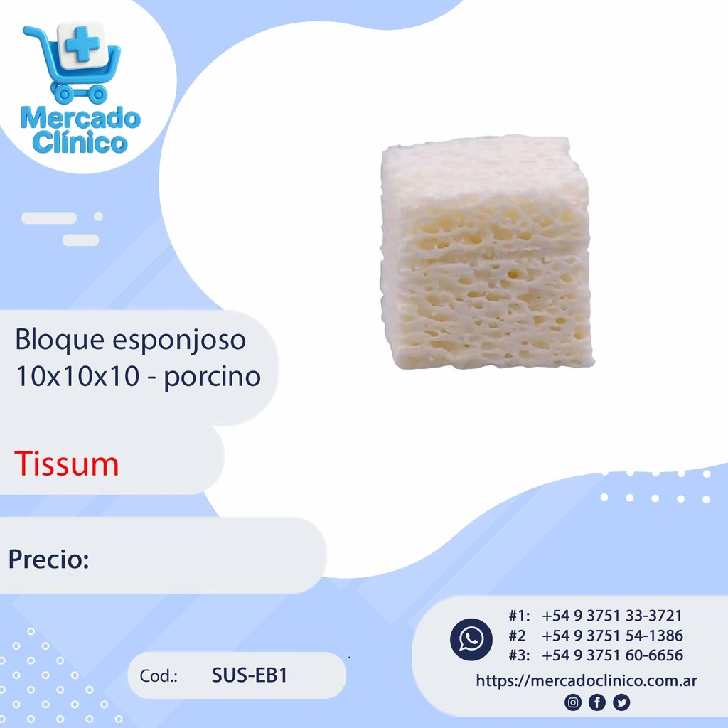 Bloque esponjoso 10x10x10 - porcino - Tissum