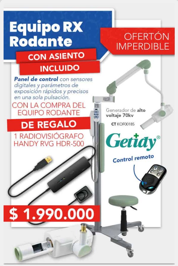 Equipo de Rayos RODANTE - Getidy + Radiovisogra HANDY RVG HDR-500 de regalo 