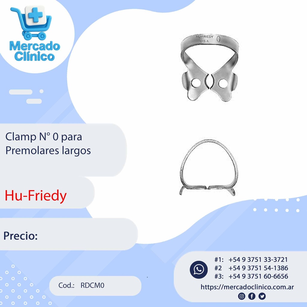 Clamp N° 0 para Premolares largos - Hu-Friedy
