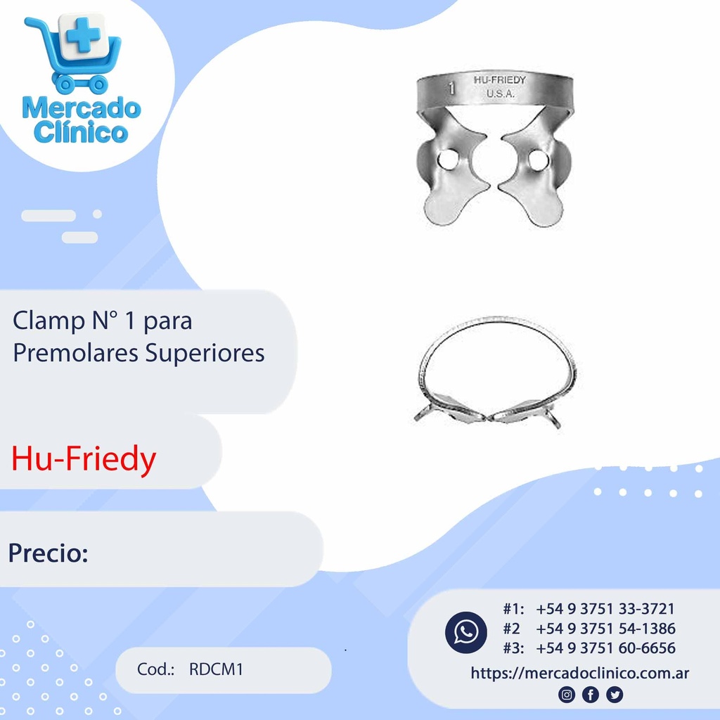 Clamp N° 1 para Premolares Superiores - Hu-Friedy