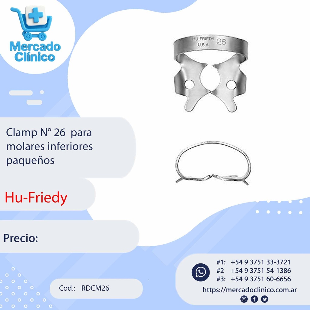 Clamp N° 26  para molares inferiores - Hu-Friedy