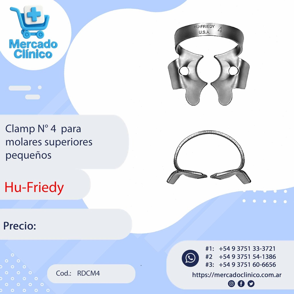 Clamp N° 4 para molares superiores pequeños - Hu-Friedy